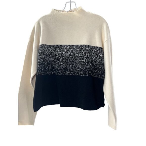 NWT Anne Klein Block Print Mock Neck Large Sweater - Picture 7 of 7